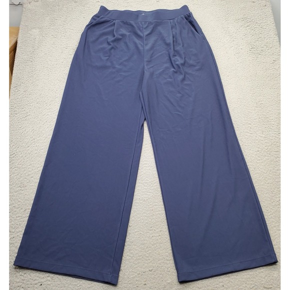 Halara Trouser Pants Womens Large Blue Pleated Regular Fit Elastic Waist Pull On - Picture 1 of 10